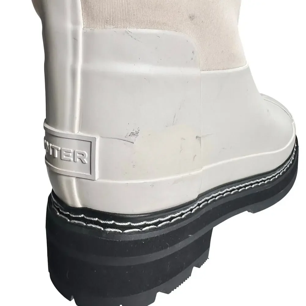 Hunter | Women | White Refined Stitch Sherpa Insulated Wellington Boots | US 5